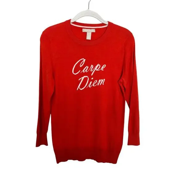 Banana Republic Silk Blend Carpe Diem Crew Sweater  in Bitter Orange Women's MP - Picture 3 of 8